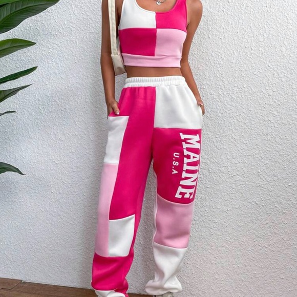 COPY - Colorblock MAINE Crop Tank Top & Sweatpants *NEW* - Picture 6 of 6